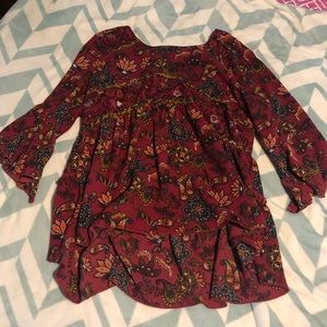 Maroon Floral Flowy Blouse